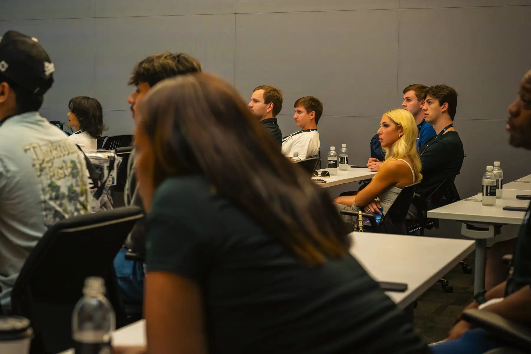 Students listening during a classroom session