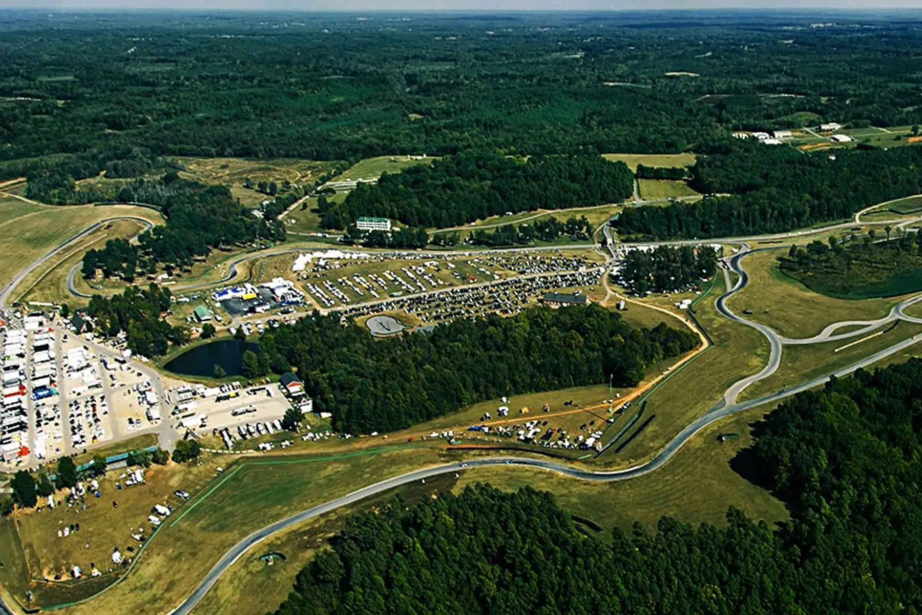 Aerial view of the Virginia International Raceway circuit and paddock